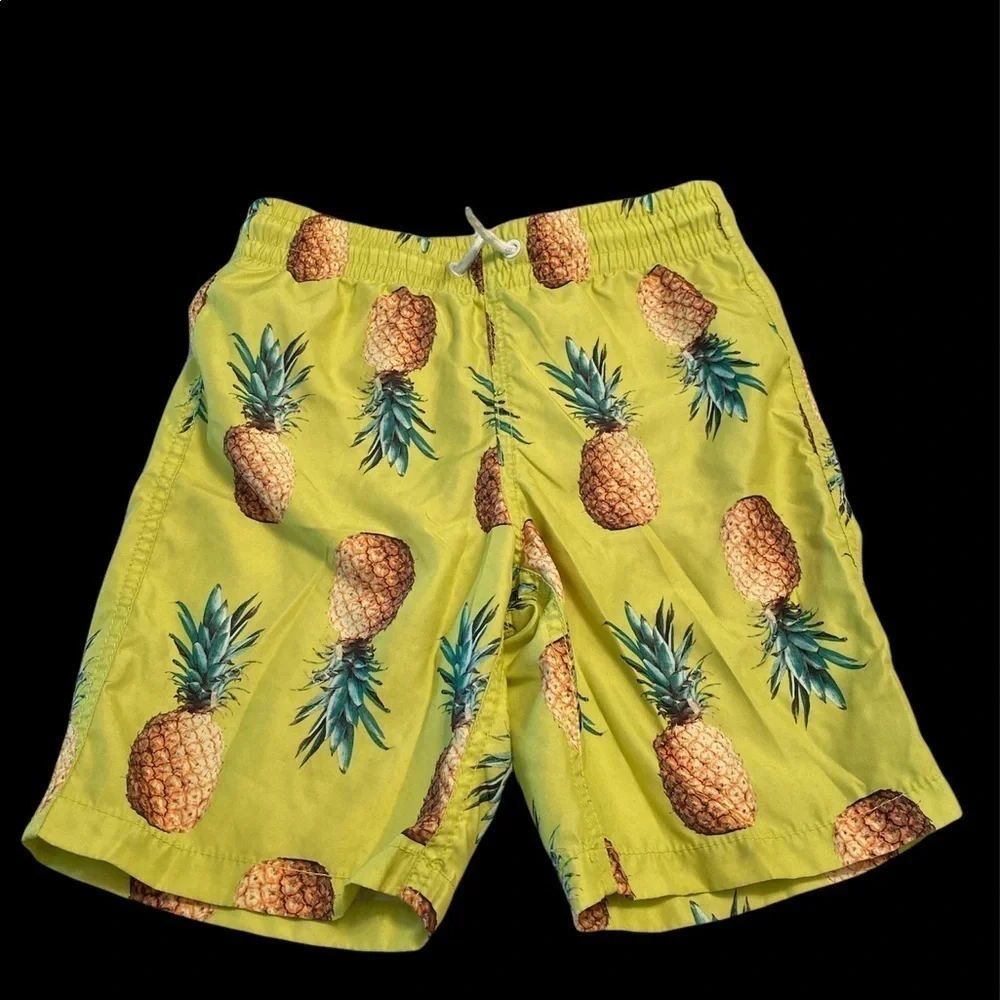 Old Navy swim trunks lined pineapple print elastic waist lined size medium